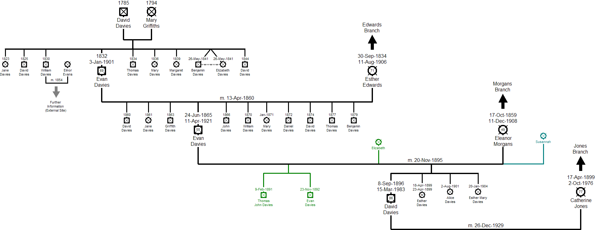 Family Tree of the Davies Branch
